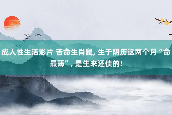 成人性生活影片 苦命生肖鼠, 生于阴历这两个月“命最薄”, 是生来还债的!