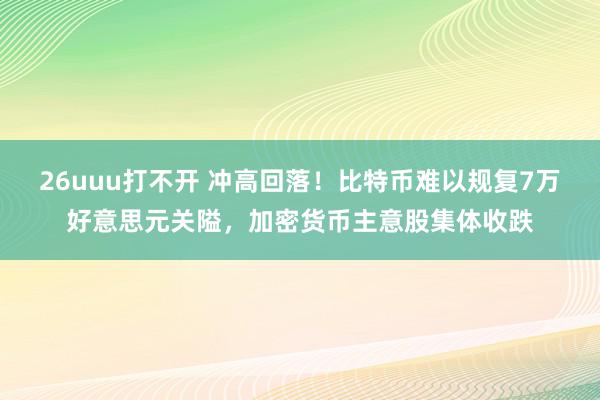 26uuu打不开 冲高回落！比特币难以规复7万好意思元关隘，加密货币主意股集体收跌