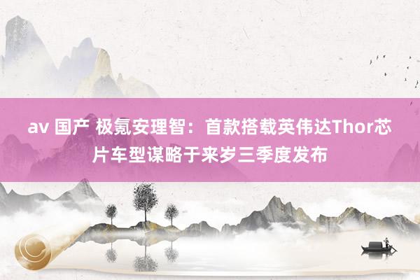 av 国产 极氪安理智：首款搭载英伟达Thor芯片车型谋略于来岁三季度发布