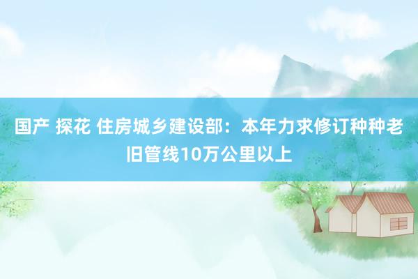 国产 探花 住房城乡建设部：本年力求修订种种老旧管线10万公里以上