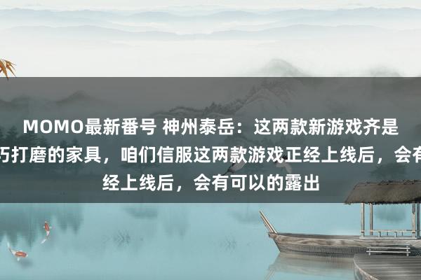 MOMO最新番号 神州泰岳：这两款新游戏齐是公司团队细巧打磨的家具，咱们信服这两款游戏正经上线后，会有可以的露出